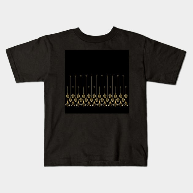 Black and Gold Deco print Kids T-Shirt by faboop